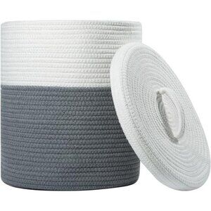 Yimi's Dream Storage Basket with Lid, Small Lidded Cotton Rope Storage Bins for